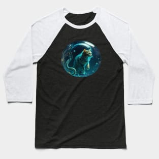 Cat inside a blue water bubbles Baseball T-Shirt